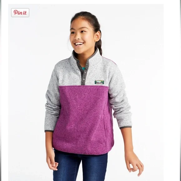 Kids' L.L.Bean Sweater Fleece Pullover, Colorblock - Picture 3 of 3